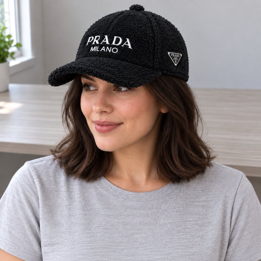 Prada Black Textured Logo Baseball Cap - Picture 2 of 6